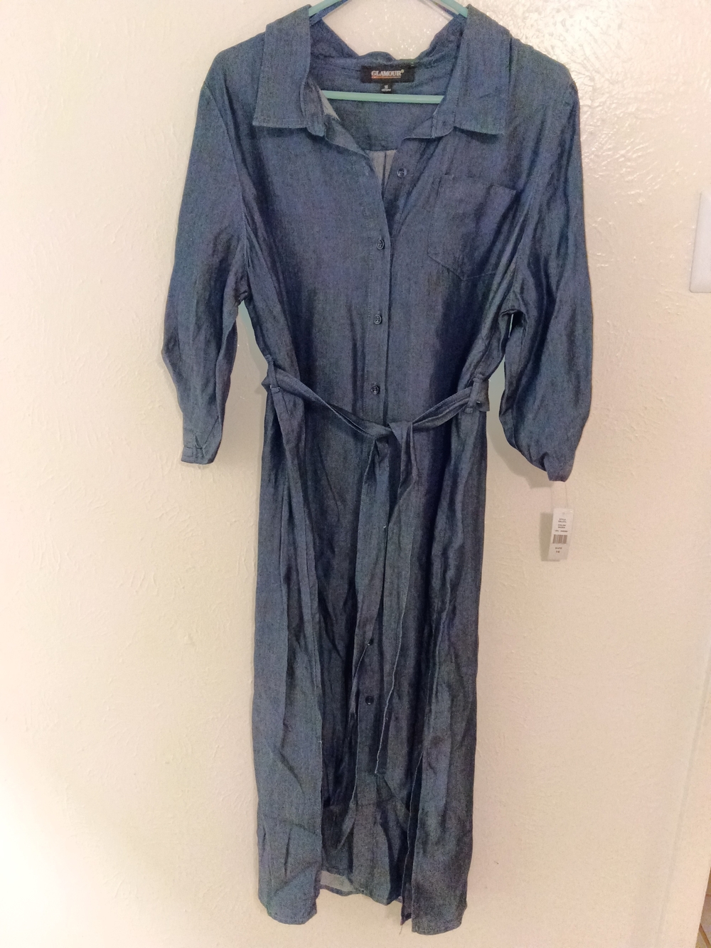 Columbia Denim-Style Maxi Shirt Dress in Blue